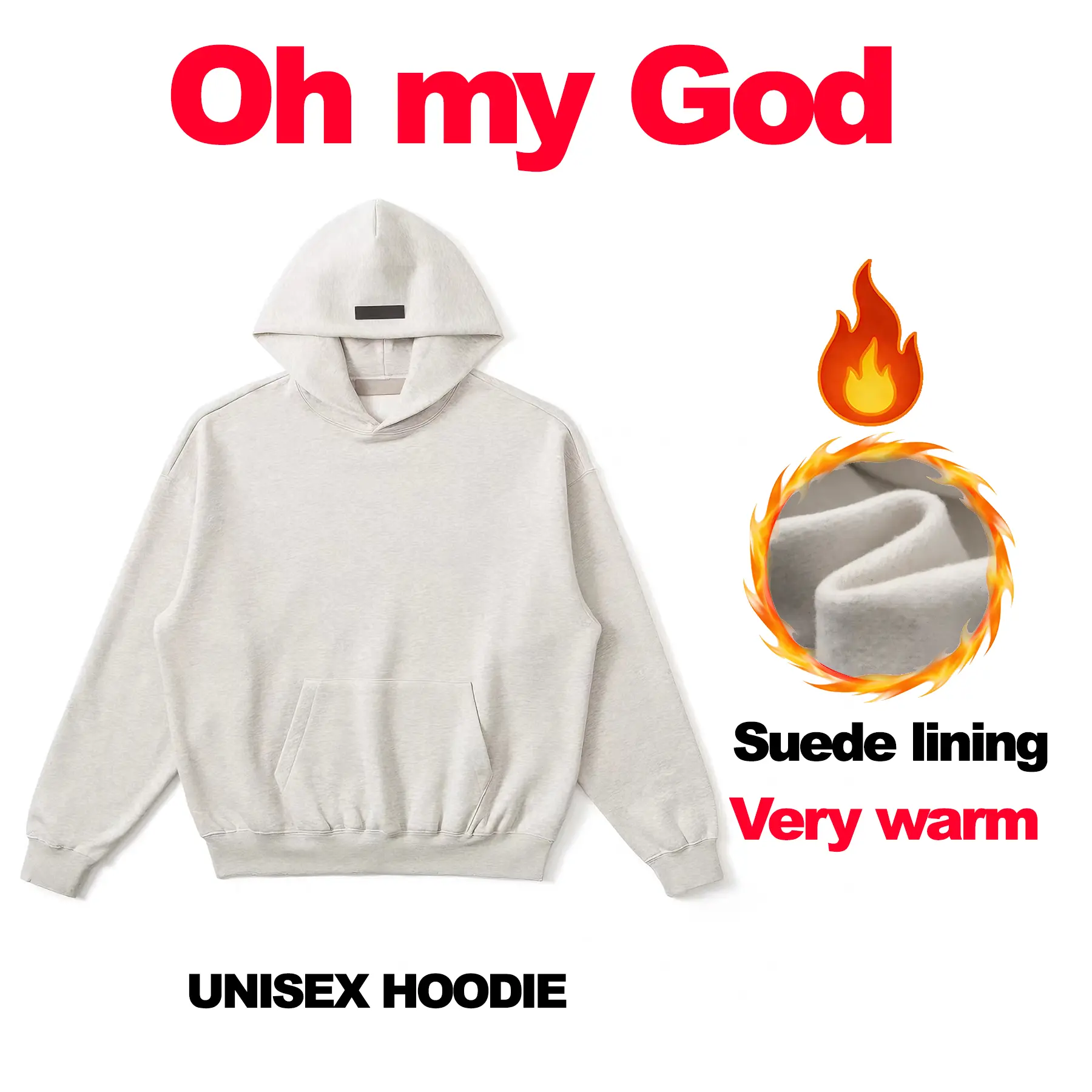 Men's Good Hrnd Hooded Light Oatmeal EssentialsHoodie Vibe Sweatshirt Loose Fit Trendy Streetwear Menswear Tops Casual|Tiktok shop