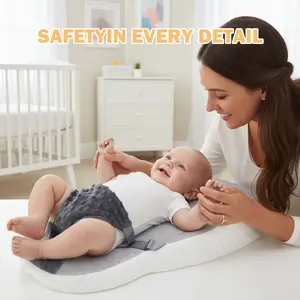 Baby Portable Lounger Pad,  Sleeping Pillow Soft Newborn Support Pillow Nursing Soothing Pillow with Hook and Loop Closure for Reducing Spit-Up Newborns & Toddlers
