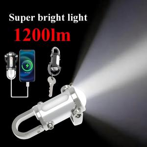 Mini 1200 Lumens Keychain Flashlight, USB-C Rechargeable EDC Torch with SOS for Outdoor & Hiking