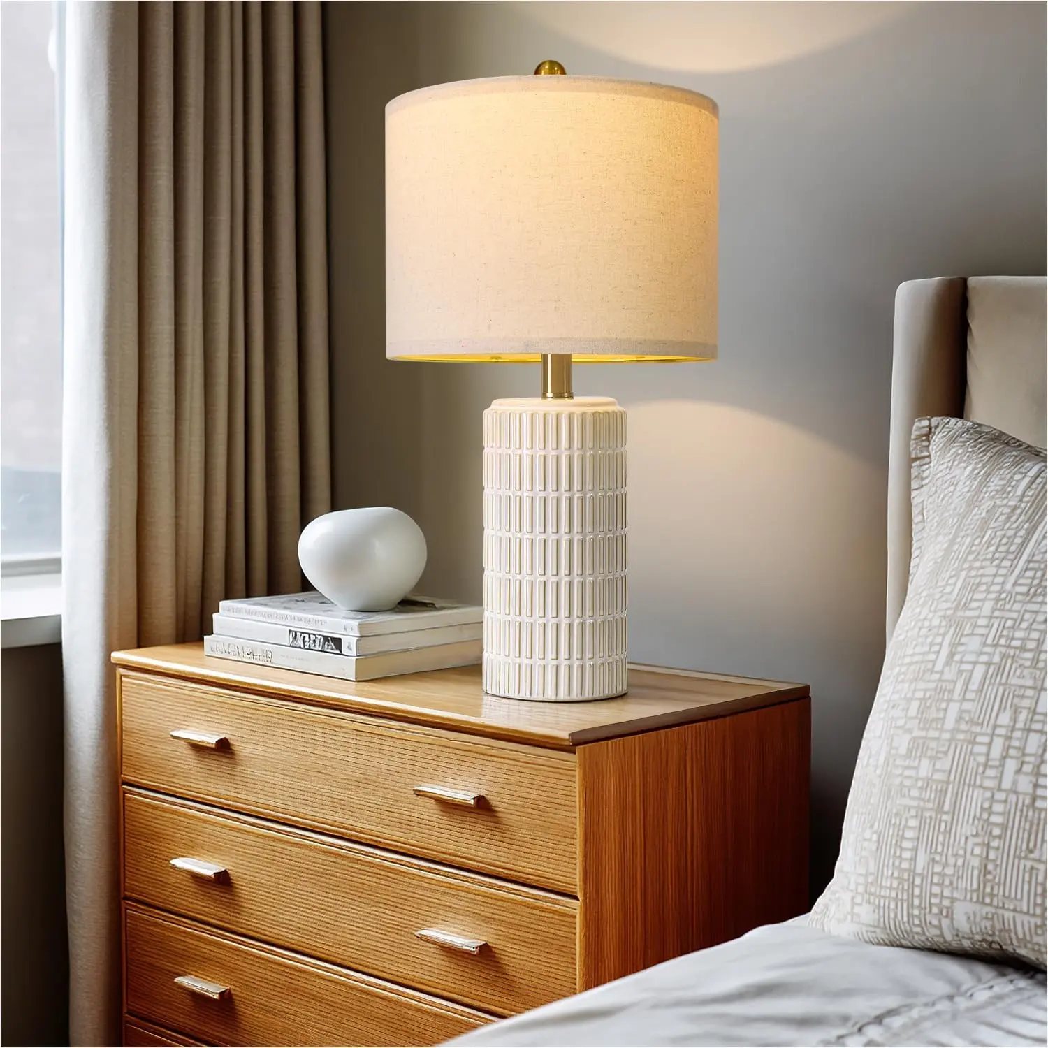 20.75" Small Modern Ceramic Table Lamps Set of 2 for Bedroom, White Bedside Lamps for Night Stands, Farmhouse Desk Decor Gift Nightstand Table Lamps for Living Room End Table Beige 20.75" Small Modern Ceramic Table Lamps Set of 2 for Bedroom, White Bedside Lamps for Night Stands, Farmhouse Desk Decor Gift Nightstand Table Lamps for Living Room End Table Beige