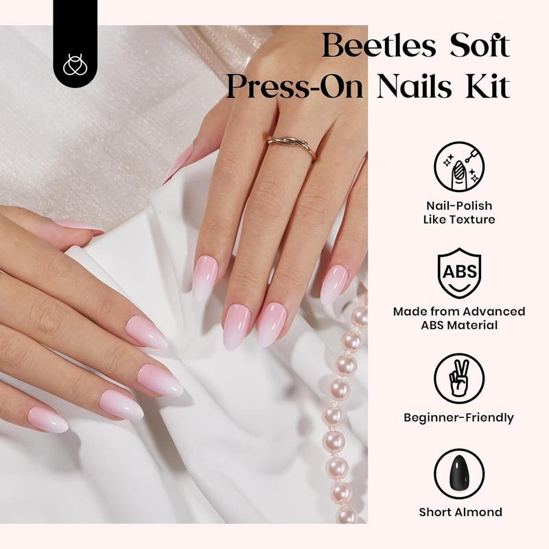 Beetles Pre-Designed Press on Nails Kit , Press on Nails Short Almond Glossy Matte Glitter With Nail Glue & Nail Tabs Stickers, Natural Fit Lightweight Fake Nails Kit Art For Women Girls Fall Nail Halloween Nail Black Friday Winter Nail Christmas Gift