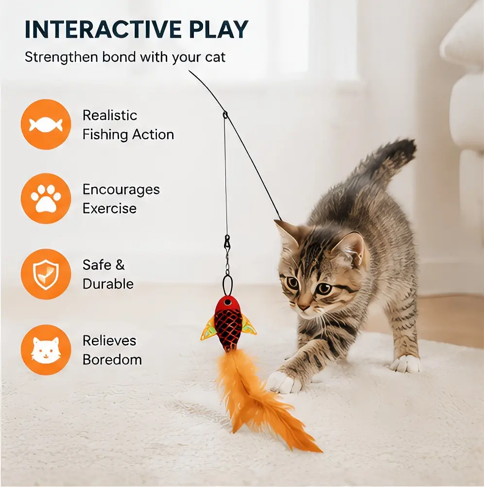 Interactive Cat Fishing Toy with Realistic Action - Safe, Durable Interactive Pet Accessory for Cat Exercise & Boredom Relief