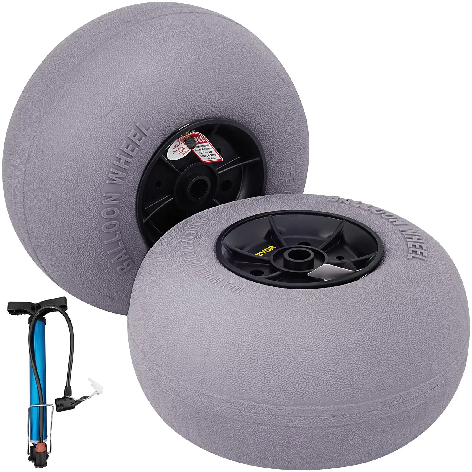 【SummerFinds】VEVOR Beach Balloon Wheels,  13\" Replacement Sand Tires, TPU Cart Tires for Kayak Dolly, Canoe Cart and Buggy with Free Air Pump, 2-Pack