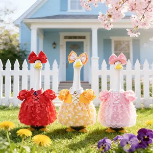 Summer New 23 Inch Sunflower Porch Goose Clothes Princess Gauze Dress Outdoor Garden Statue Goose Clothes Garden Accessories