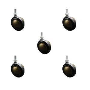212 MAIN SCC-TS01S214-DCR-WA-381634-5 Swivel Metal Ball Caster (Furniture Moving Wheel, Swivel Wheels), 2.25 in. Size, Antique Brass Finish, Soft Tread, 0.375 in. 16 TPI x 0.75 in. Threaded Stem Mount, Set of 5 for Furniture