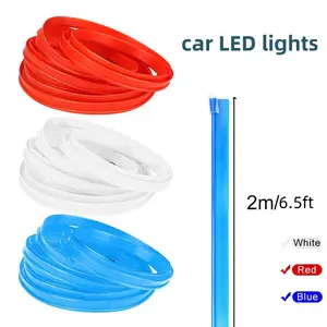 EL Wire Car Interior LED Strip Lights, 5V 6.5FT Neon Light Strip with Sewing Edge, USB Electroluminescent Car Interior Lights with Fuse Protection, Vehicle Ambient Lighting Decorations