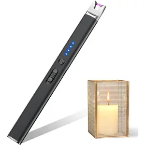 Candle Electric USB Rechargeable Plasma Arc with Safety Lock, Windproof Flameless Long Matches Lighters for Candle, Grill, BBQ, Camping, Gas Stoves