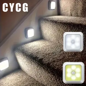 CYCG 6-LED Motion Sensor Lights Indoor, Battery Operated, Cordless LED Step Night Light, Battery Lamp, for Under Cabinet, Hallway, Stairway, Closet, Kitchen