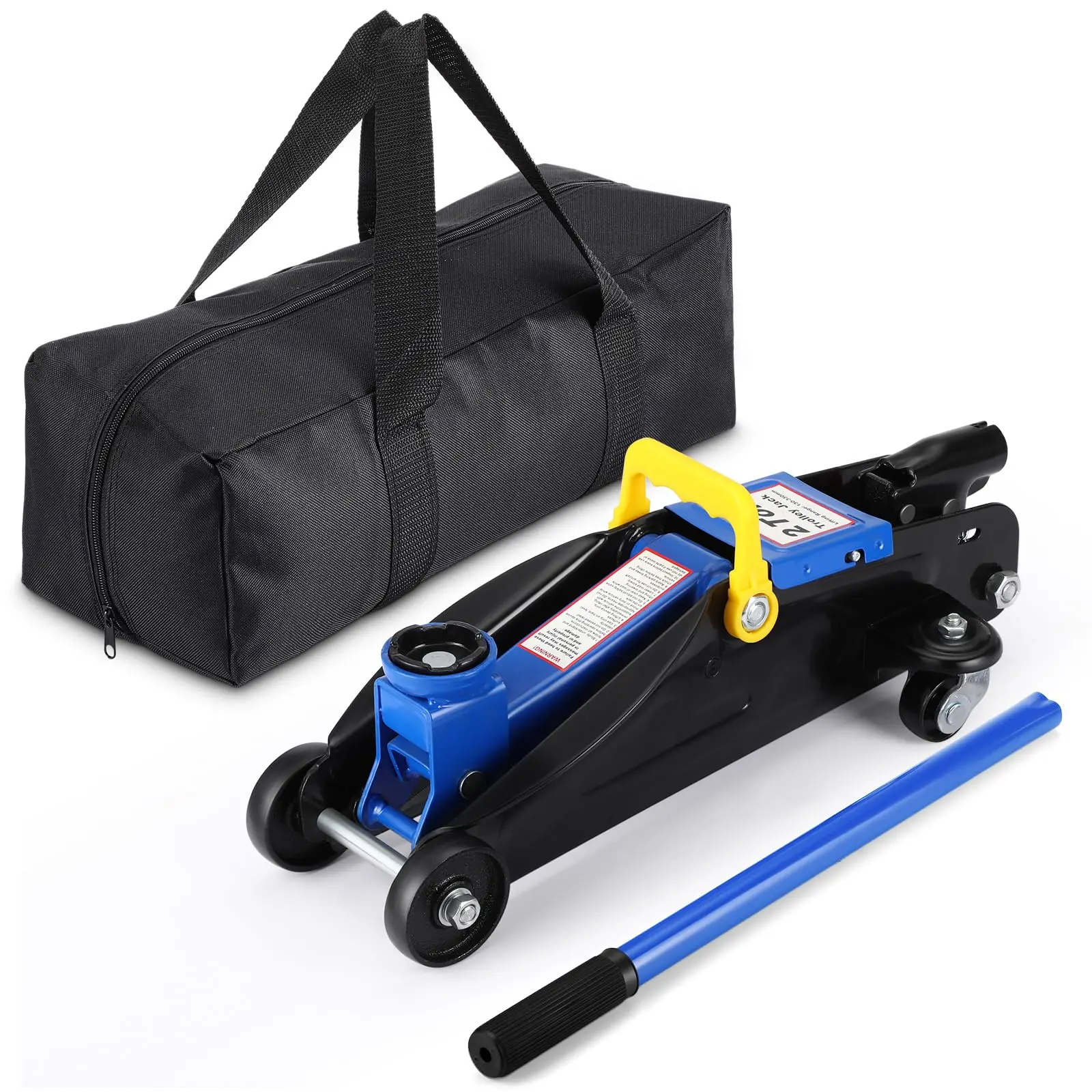 [Football Fan SeasonDeal] 2 Ton Hydraulic Floor Jack – Low Profile, Heavy-Duty Steel Trolley, Quick Lift Pump, 3.35"–13" Lift Range, Includes Storage Bag – Blue