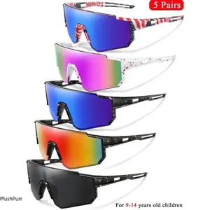 5 Pairs Youth Sunglasses with UV Protection for Wholesale Goggles Retail age 9-14 Years Old Boy Girls Baseball Cycling Running ski