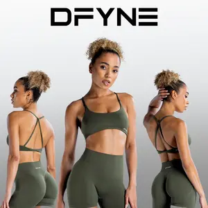 DFYNE Dynamic Twist Back Bra - Seamless Sports Bra with Sculpting Fit & Open Twist-Back Detail Free Shipping Yoga Gym Activewear Yoga Clothes Workout Ribbed