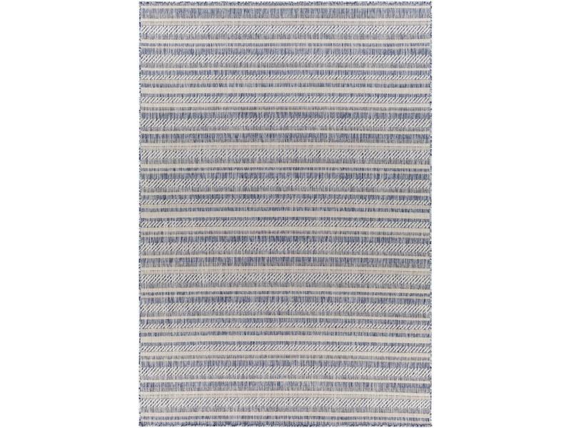 Livabliss EAG2407-710RD Polypropylene 7'10" x 7'10" Circular Shape Area Rug, Machine-Woven, Oatmeal Multi-Aegean Taupe Boho Navy Pattern, Bohemian Global Decor, Durable High-Traffic, Hose-Cleanable Outdoor Rug, Circular Shape Area Rugs