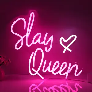 SERBASIC "Slay Queen Day" Neon Sign - USB-Powered Dimmable Novelty Light, Acrylic Wall Hanging Decor for Bedrooms, Gaming Room, Beach Hotel, Party Gifts