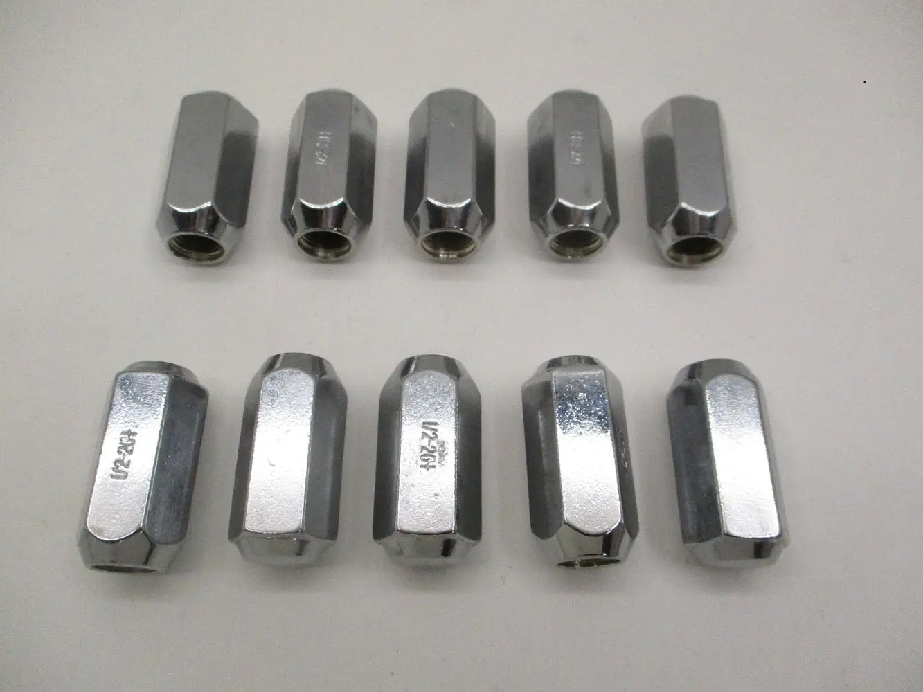 (10) Trailer Wheel Lug Nuts 1/2"x20x1-7/8" Chrome Plated Steel Lug Nuts 13/16"