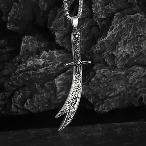 Islamic Imam Ali Zulfiqar Sword Necklace for Men and Women Quran Necklace Shia Islamic Muslim Fashion Jewelry