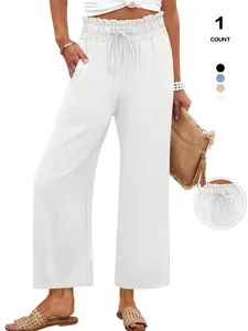 Fashion Knitted Long Pants Sexy Casual Women's Clothing Wide-Leg Trousers, Loose-Fitting Boho Style, All Seasons Wear