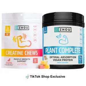 Creatine Chews & Plant Complete Protein 2-Pack Bundle- TikTok Exclusive Pre & Post Workout Bundle Fitness Supplement Muscle Supplement