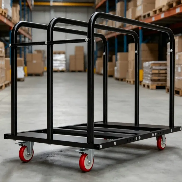 1000LBS Heavy Duty 2-in-1 Table Dolly, Adjustable Furniture Mover Cart with Multi-Slot & Flatbed Modes, 360° Swivel PU Wheels, Dual Brakes – For Drywall, Plywood, Equipment