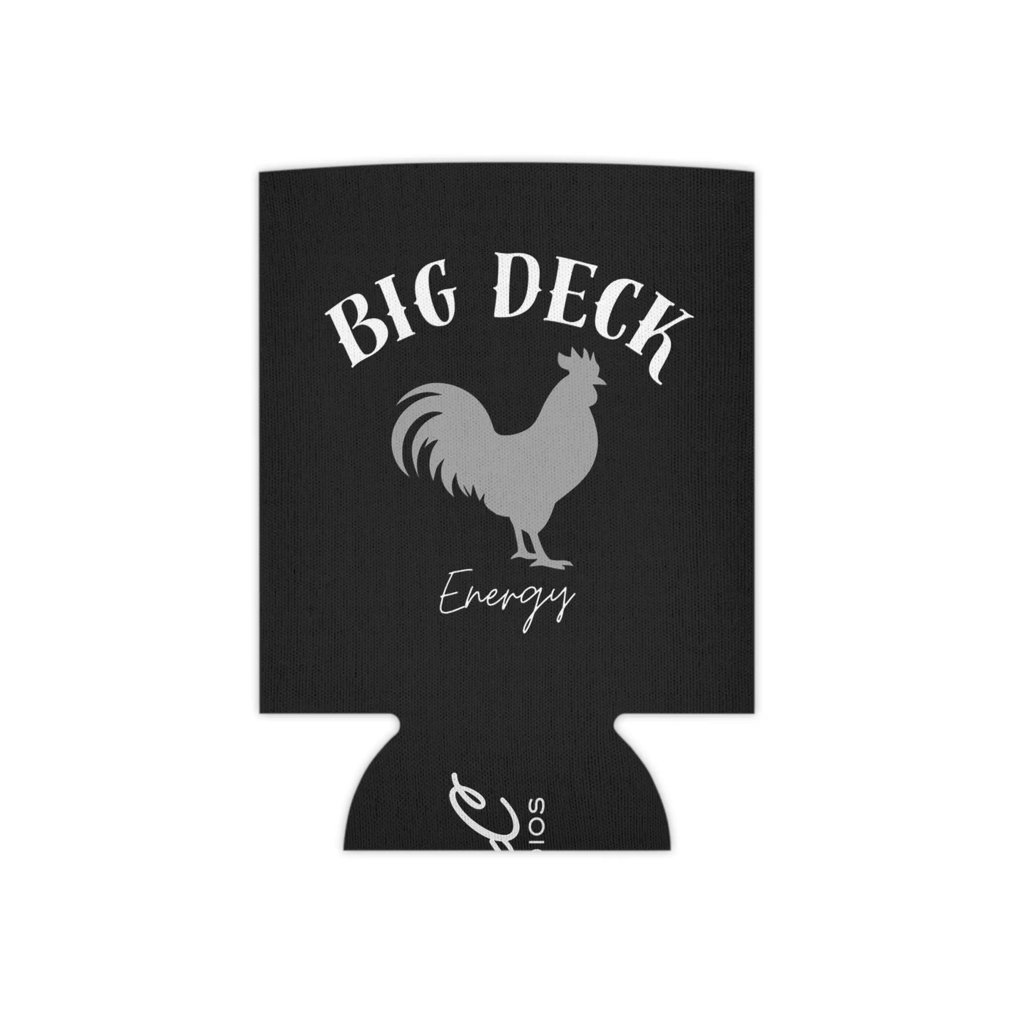 Lightweight Rooster Can Cooler Koozie - Big Deck Energy Design, Edge-to-Edge Print, Polyester Outer, Can-Fitting, Playful Look