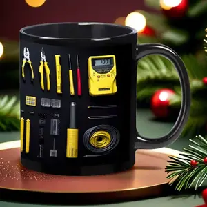 Toolbox Design Mug - Heavy-Duty -Themed 11oz Coffee Cup with Toolbox Lid Pattern, Ideal Gift for Mechanics, DIY Enthusiasts, Handymen - Reusable for Workshop, Home, Office (Hand Wash Only) - Box Organizer