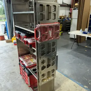 36 inch wide Milwaukee packout racking system organized in style. Made from .125 aluminium