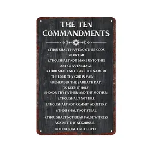 The Ten Commandments Thou Shalt Have No Other Gods Before Me Metal Hanging Sign Inspirational Signs Gift Farmhouse Rustic Wall Art Home Office Living Room Wall Decoration 12 x 8 Inches