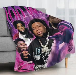 Rapper-Themed Throw Blanket — Rod Wave Multi-Portrait Collection Print — All-Season Bedroom & Sofa Throw