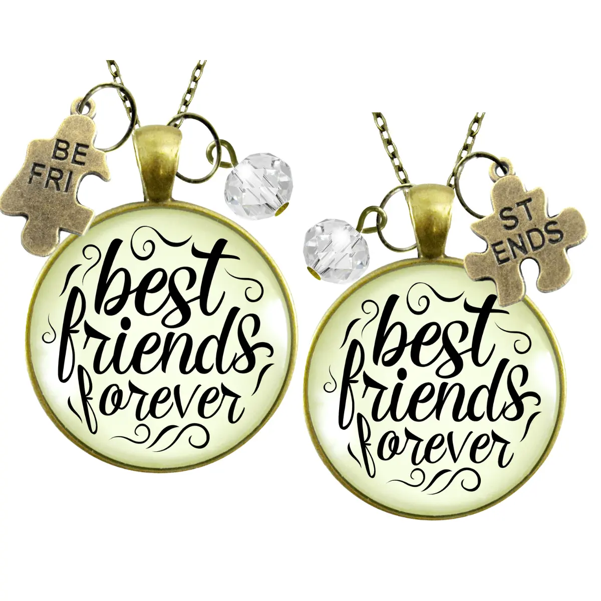Best Friends Forever Necklaces Set of 2 Bff Quote Jewelry Charm