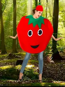 2-Piece Tomato Costume Set (includes Headpiece), Unisex Fruit Makeup Kit, Lightweight Breathable, Perfect for Festivals, Role Play, Theme Parties, Party Costume