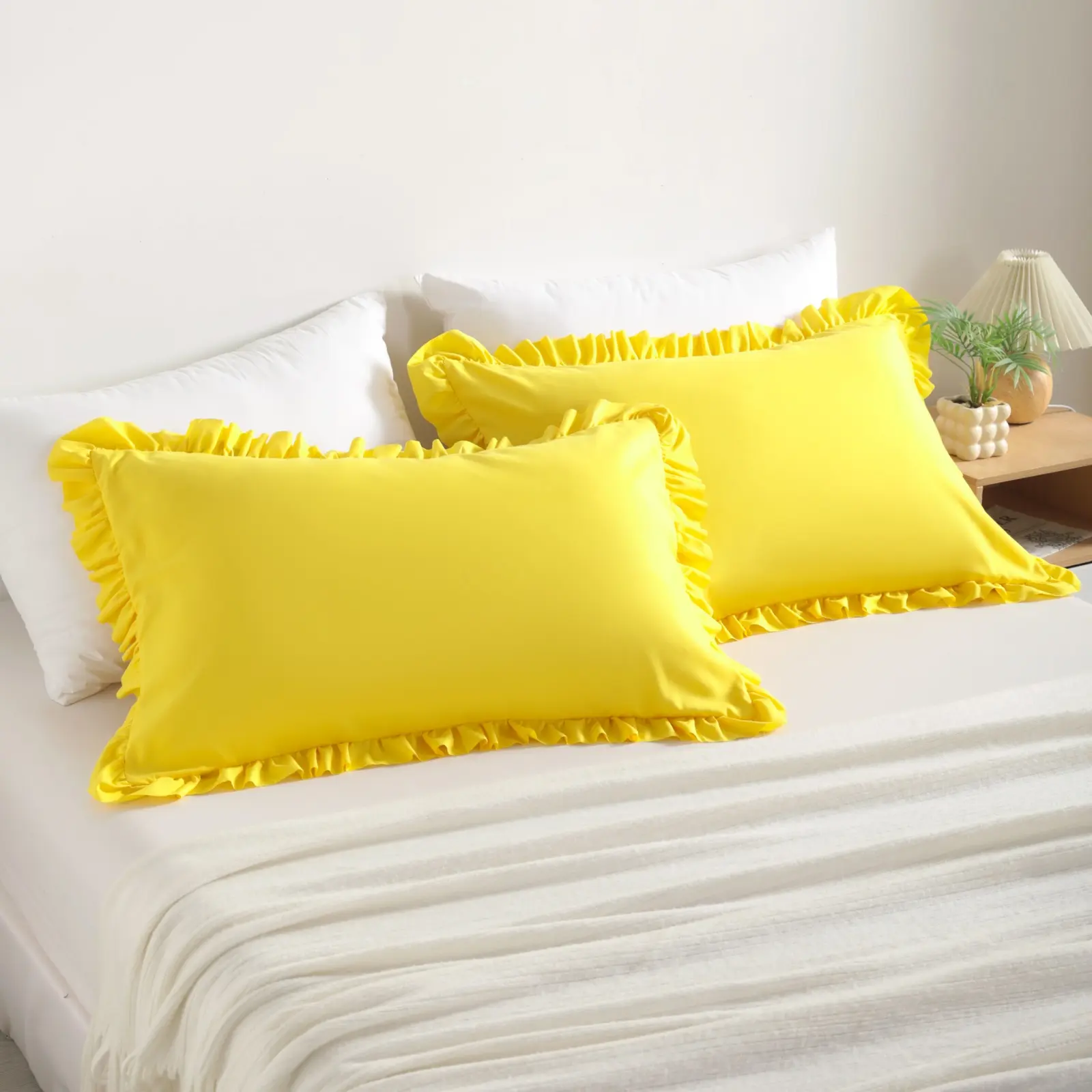 2-Pack Brushed Microfiber Body Pillowcases with Lace Trim, Quilted Detailing & Crochet Accents, Wrinkle-Resistant, Fade-Resistant, Soft Breathable Skin-Friendly Bedding for Improved Sleep, Durable Easy to Clean (Q:20x30in/51x76cm, S:20x26in)