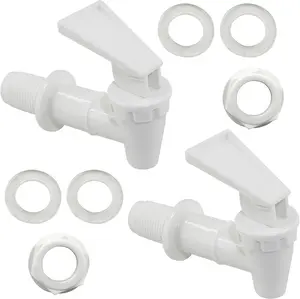 Replacement Water Cooler Faucet Bottle Jug, 2 Sets BPA-Free Plastic Water Spigot Spout Beverage Water Crock Dispenser Tap Set Lever Beverage Pour Dispenser Valve(Milky White)