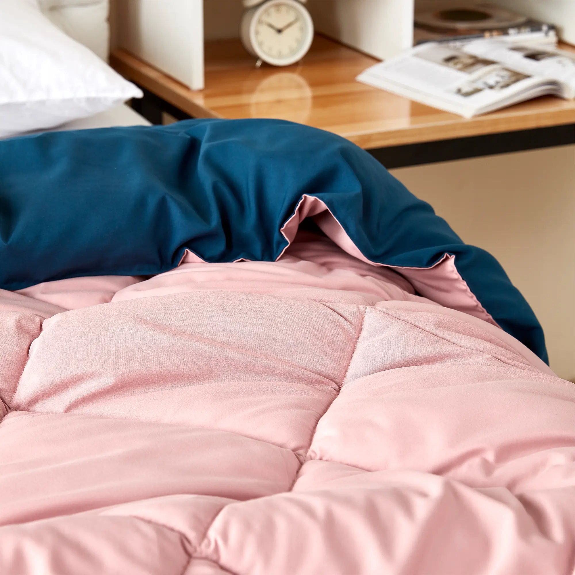 Silver Pink/Nightfall Navy Reversible Twin XL Comforter