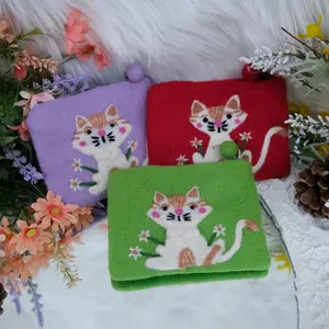 Needle Felted Cat Coin Purse, Zippered Pouch, Unique Change Purse, Gift For Kid/Adult, Felt Wallet, Eco Friendly Purse, Non Itchy Coin Purse