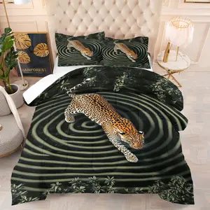 Cheetah printed bedding set, including 1 blanket and 1 or 2 pillowcases without pillowcases, soft adult bedroom decoration gift