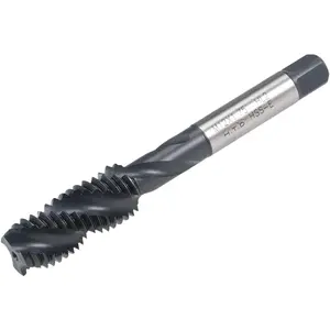 HSS Nitriding Coated M12 x 1.75 Right Hand Spiral Flute Thread Tap, Metric Machine Threading Tap with Round Shank Square End, H2 Tolerance, Rust Prevention for Stainless Steel Blind Hole Processing