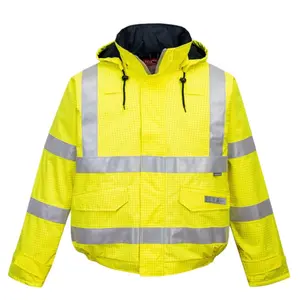 High Visibility Waterproof Safety Jacket and Flame Resistant with Reflective Strips and Pockets for Enhanced Visibility