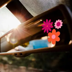 Rt279 Set 3pcs Cute Flower Car Stickers, Floral Vinyl Decals, Waterproof, Fun Gift for Friends, Laptop, Water Bottle, Window