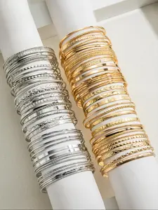 Punk Style Cuff Bangles, Fashionable Irregular Texture Design Bangle for Women & Men, Trendy All-match & Exquisite Jewelry for Birthday Gift