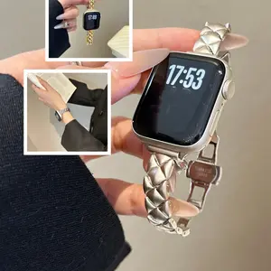 Women's Watch Band Rose Silver Metal Rhombic Design Fits Huawei Oppo Xiaomi Apple, Fashionable High-Quality Gift