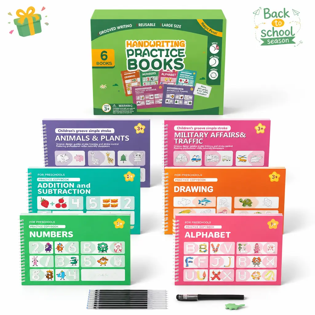 Keep Kids Busy Without Screens! Preschool Activity Kit with Magic Reusable Writing Books, Alphabet Tracing, Number Practice, Drawing Learning Activities, Early Education Materials, Fine Motor Skills Toy, Homeschool Supplies for Boys & Girls Ages 3+