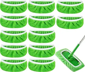 12-Pack Reusable Coral Fleece Mop Pads Washable Wet Mopping Cloths and Dry Sweeping Cloths for Swiffer Sweeper – Washable Wet & Dry Microfiber Pads for Surface/Hardwood Floor Cleaning, Tile & More.