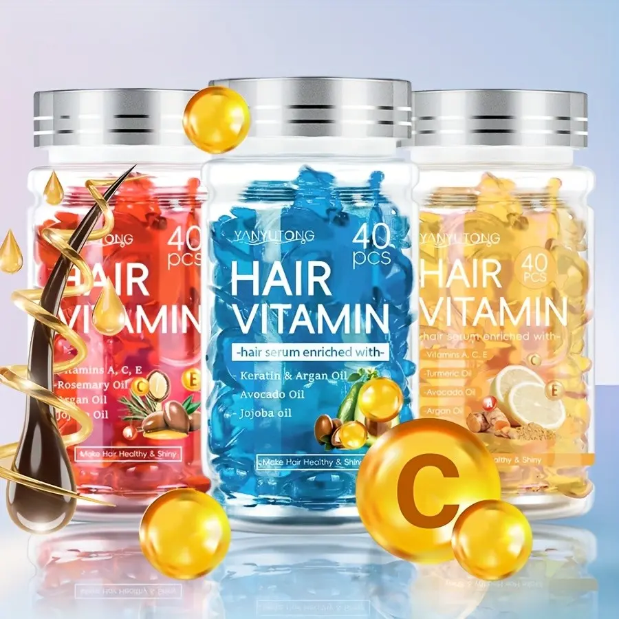 3 boxes of 40pcs keratin hair vitamin essence capsules - rich in Moroccan nut oil, avocado oil, jojoba oil, hair care capsules, Hair treatment, suitable for all hair types
