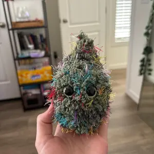 Nouglas the Nug - Colorful Crochet Plush Toy Handmade with Random Yarn for Stoners Unique Design Soft and Cozy Decorative Piece (Random Yarn)