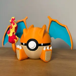 #0006 Charizard Ball - Made to Order, 3D Printed Pokeball Figure, High-Quality PLA Decoration