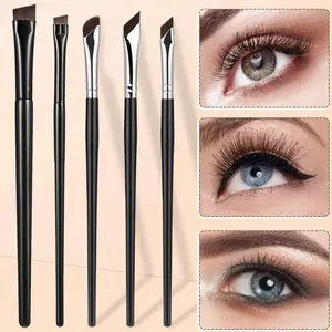 5pcs/set Precision Eye Makeup Brushes Including Scythe Shaped Eyeliner Brush, Angled Eyeliner Brush, And Eyebrow Brush Professional Eyeliner Brush, Long Handle Reversible Cosmetic Brush Makeup Tools For Sensitive, Delicate