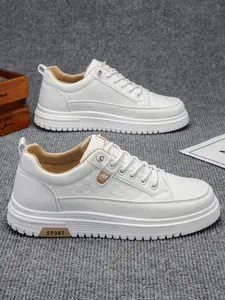 Men's Casual Athletic Sneakers Skin-Friendly Upper Soft Elastic Outsole Lace-Up Design Non-Slip Simple Commute Style For Daily Commute & Street Wear