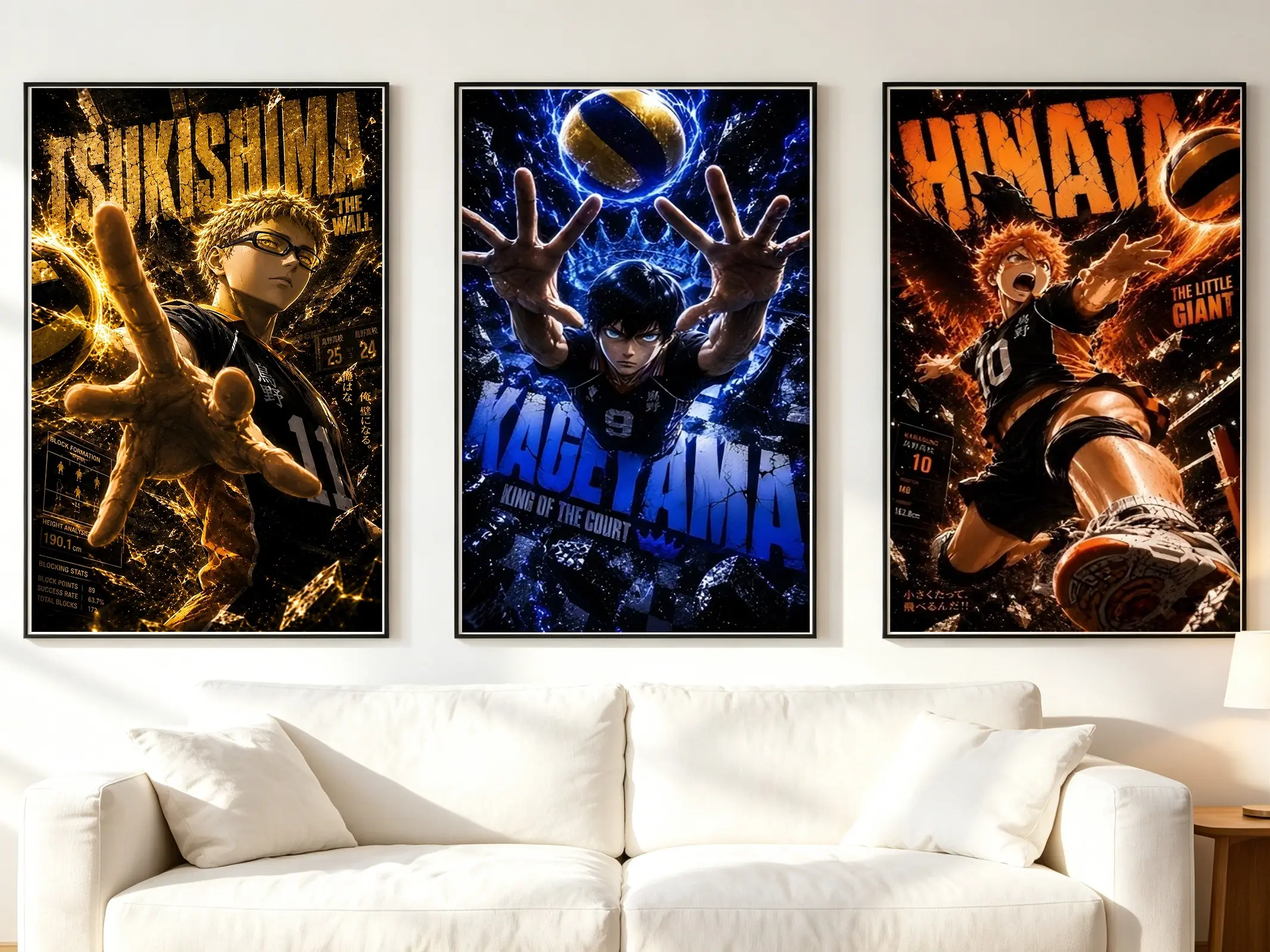 Karasuno Ace Trio Iconic Moments Match Stats + Shatter Light Effect Haikyu!! Fiery Wall Art That Stuns At First Glance