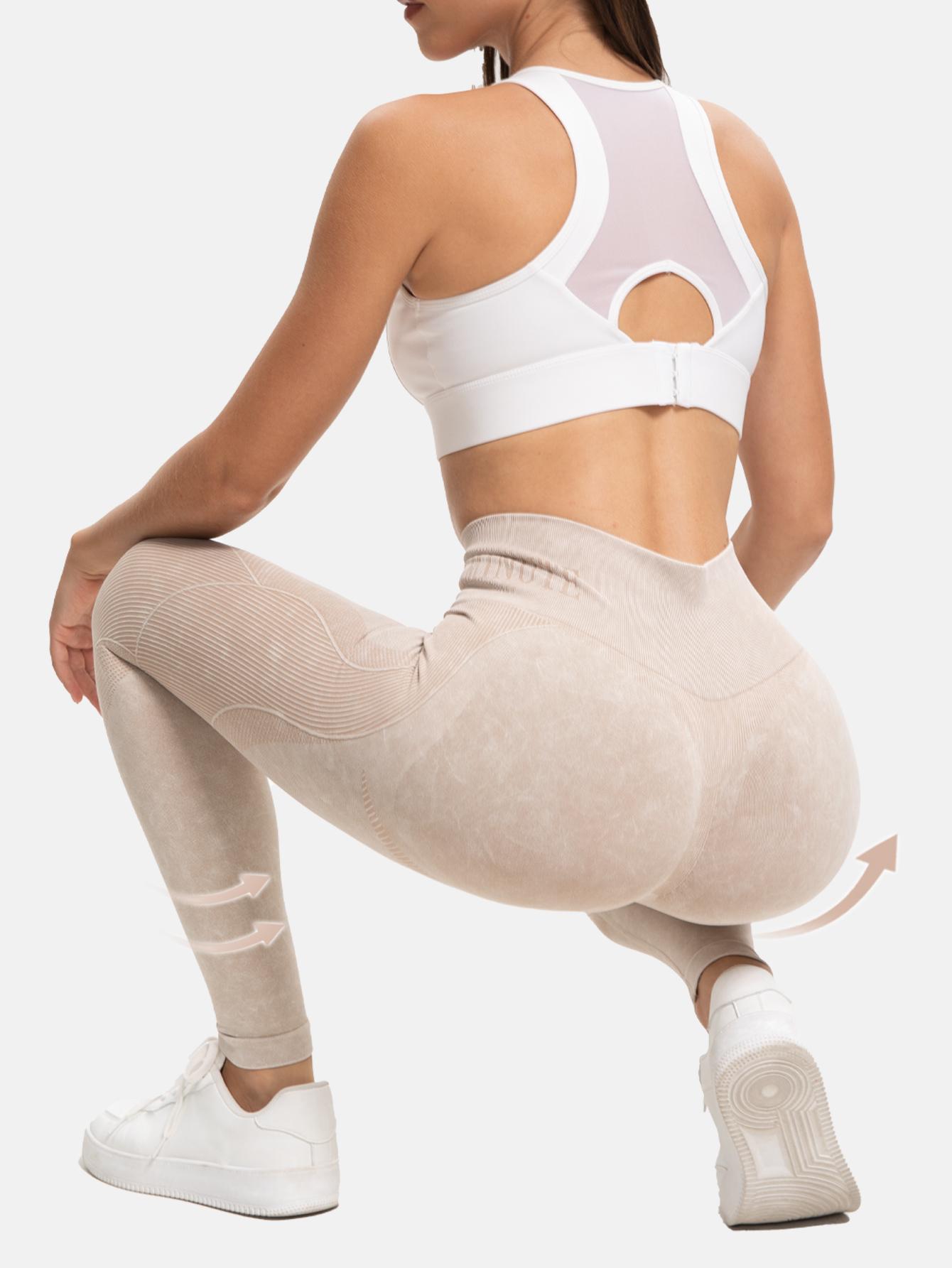 2PCS Set Women's Seamless Contour Shadow Leggings, High Waisted 3D Shading Yoga Pants,  Booty Lifting Smile Line Workout Tights