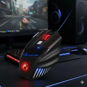 Gaming Mouse 5500DPI RGB Ergonomic USB Wired Mouse, 7 Programmable Buttons Macro Support, Anti-Slip Sweatproof Grip, Comfort Wrist Rest for PC Computer Gamers