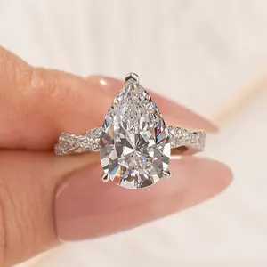 MAXINEJEWELRY 4.25ct Pear Cut Twist 5A Cubic Zirconia Solitaire Engagement Ring, Women's Fashion Promise Ring, Artificial Gemstone Jewelry for Proposal, Wedding, Solitaire Ring